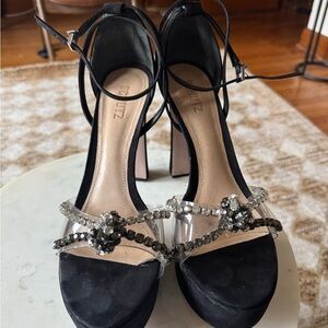 SCHUTZ Black Crystal Embellished Heels